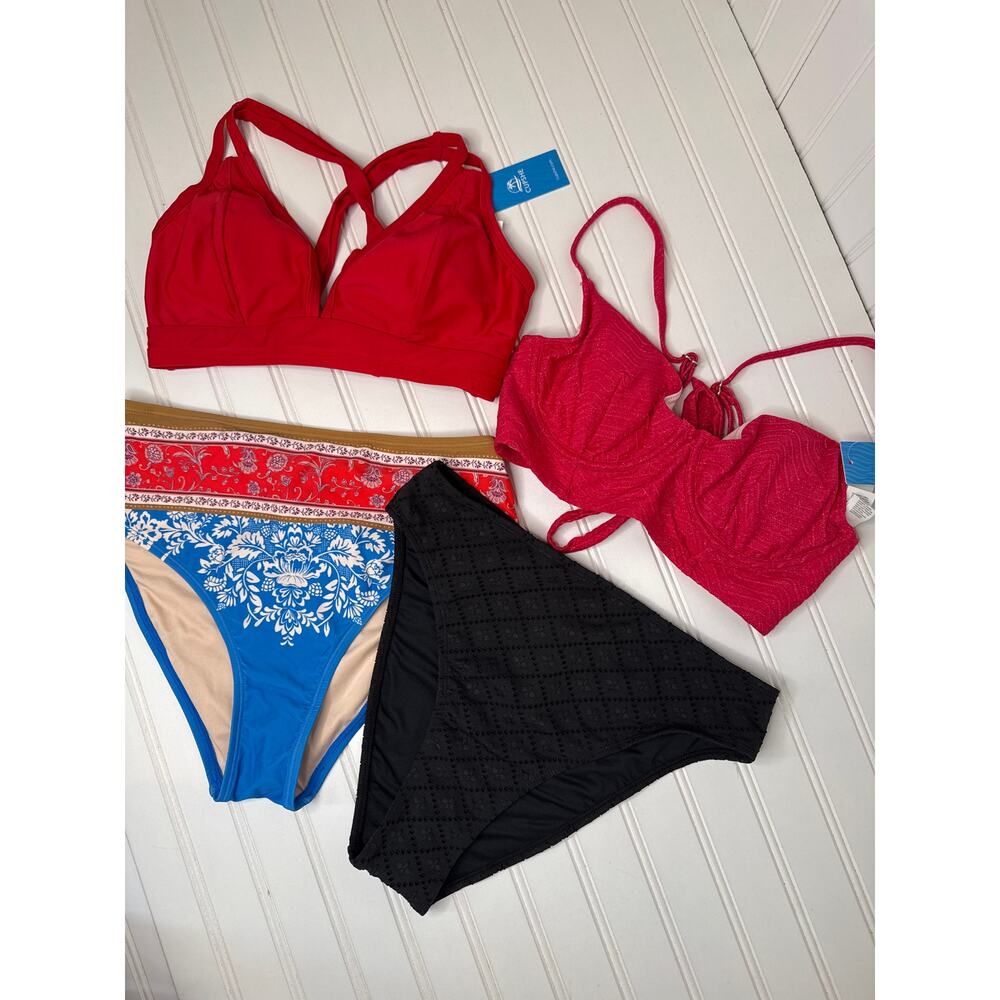 NWT Cupshe Two Peace Swimsuit Bikini Sweetheart Cheeky High Rise BUNDLE Size M